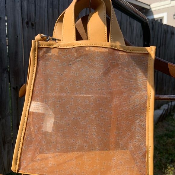Transparent Mesh Floral Tote/Crossbody Bag - Picture 1 of 7